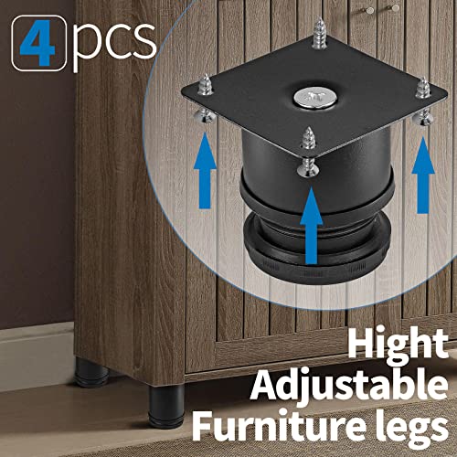 Masendelk 2 Inch Metal Furniture Legs Stainless Steel Adjustable Legs Black Metal Legs Round Cabinet Legs For Coffee Table Cabinet Desk Sofa Shelves, Pack Of 4 #TOP4