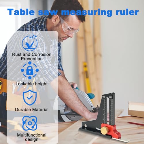 Udbrud Höhenmesser, Tiefenmesser Aluminiumlegierung, Metrische Höhe Gauge Tiefe Messung, Tiefe Sägelehre Tischsäge, Tiefenmesslineal für Zuhause, Heimwerker, Holzbearbeitung