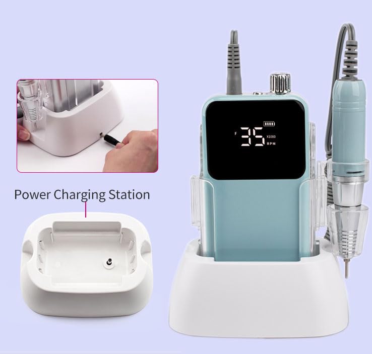 Miniatura 6 de Taladro de uñas profesional portátil, lima de uñas eléctrica, eliminación de uñas, para salón de uñas en el hogar (motores sin escobillas premium,