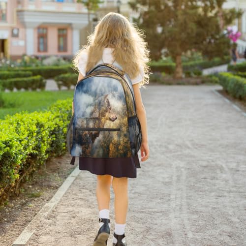 Sac à dos de randonnée loup avec compartiments renforcés taille large