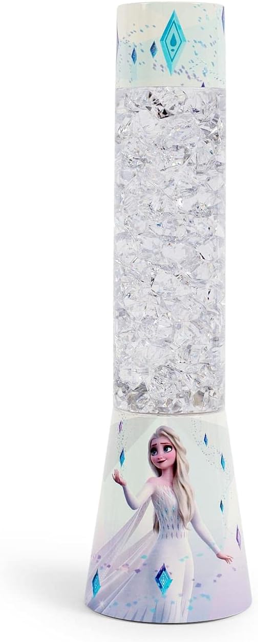 Ukonic Disney Frozen 2 Elsa Glitter Lamp | LED Light, Bedside Table Lamp for Desk | Home Decor Accessories and Room Essentials | Official Disney Princess Collectible | 12 Inches Tall