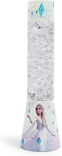 Ukonic Disney Frozen 2 Elsa - Lámpara con purpurina | Luz LED, lámpara de mesita de noche para escritorio | Accesorios de decoración del hogar y