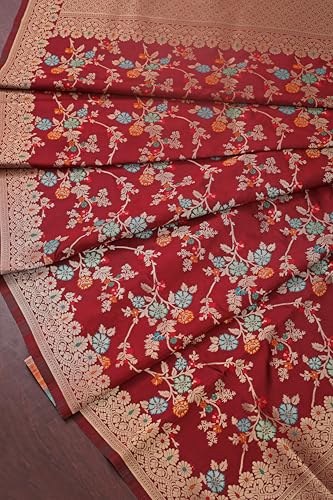 Image of DEVANGI Women's Woven Banarasi Silk Dupatta /Chunni For Women, Floral Print 1 Meter Wide and 2.3 Meter Length Printed Designer Dupatta /Chunni For Girls