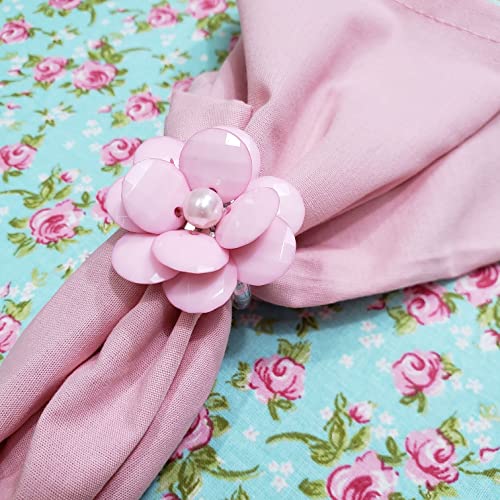 Maison Charlô | Set Of 4 Round Placemats Covers Romance Flower Cloth 14" Dia Cotton | Dining Table Decor, Home Decor | Washable Heat Resistant For Parties, Kitchen Table | Blue #TOP1