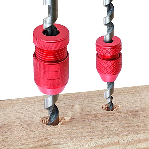 Image of RUITOOL Drill Depth Stop for Drill Bits, Adjustable Drill Stop Applicable Drill Size Range 5 /64 inch-3 /16 inch,15 /64 inch-7 /16 inch, Aluminum Drill Bit Stop Collar Set for Woodworking Tools & Hand Tools, 2 Pcs