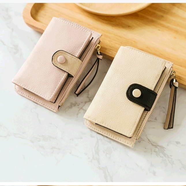 Matte Leather Women Wallet Zipper Purse Short Ladies Wallet Women Purse Card Holders(Black)3