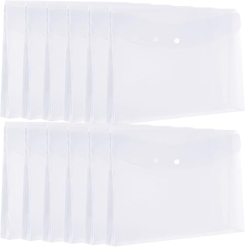 Sobres de plástico de tamaño legal con cierre a presión, organizador expandible, carpeta de color transparente para oficina en casa, 12 unidades Sobres de plástico de tamaño legal con cierre a presión, organizador expandible, carpeta de color transparente para oficina en casa, 12 unidades