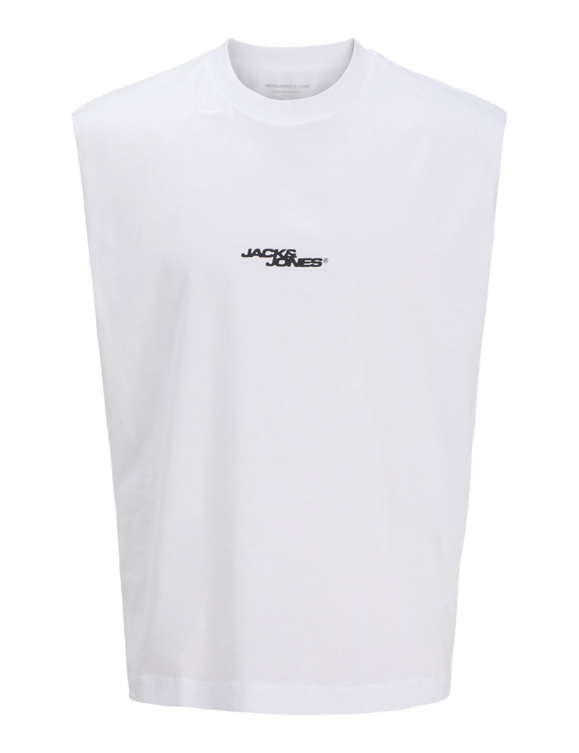 JACK & JONES Men's Jcosago Graphic Back Sleeveless Tee, Bright White, XS