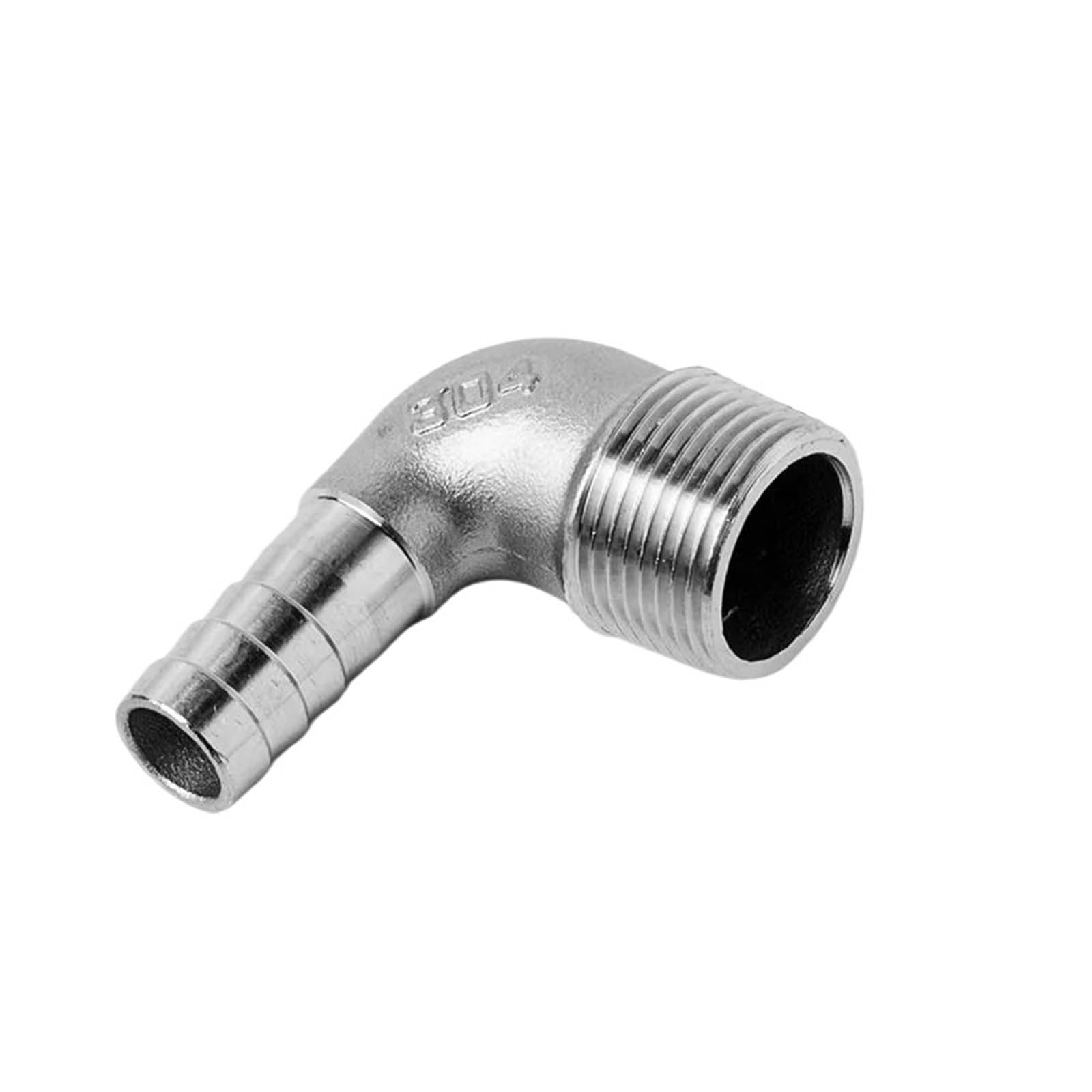 Evita fugas con este codo acero inoxidable de 20mm para manguera acoplable a roscas de 1/2