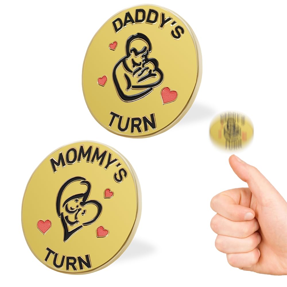 New Parent Decision Coin Funny Pregnancy Gifts for First Time Moms Dads, Cute New Parents Gift Mommy Daddy Couples Gift Ideas, Gag Gift for Baby Shower Birthday Fathers Day,Black
