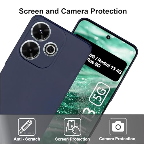 Image of SBMS Silicone Back Cover Case for Redmi 13 5G / Poco M6 Plus 5G / Redmi 13 4G | Soft Micro-Fibre Lining Inside | Camera Protection Bump | Shockproof Back Cover Case for Redmi 13 5G (Blue)