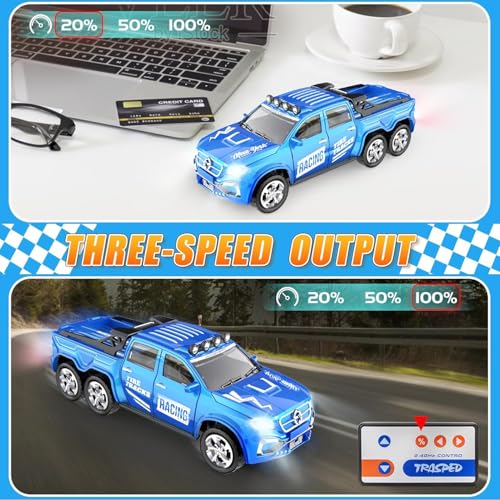 Image of Mini RC Car Remote Controlled Car from 3 4 5 6 Years 2.4GHz Mini RC Cars with Tractor and LED Light 1:64 Scale 3 Speed, Baby Cars Toy Gift