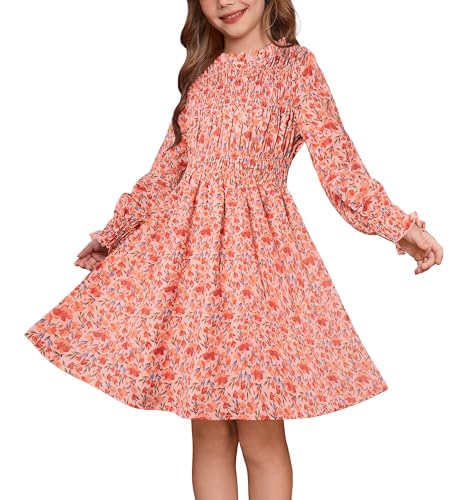Image of GRACE KARIN Girls Long Sleeve Floral Dress Fall Winter Casual Dresses 6-14Y