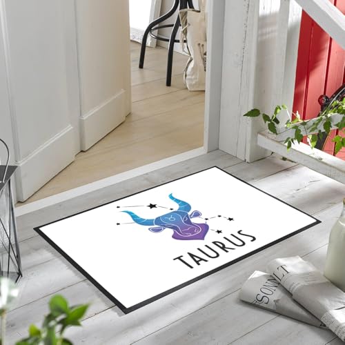 Paillasson Blanc Taurus Astrologie de 75x50cm avec Design Céleste