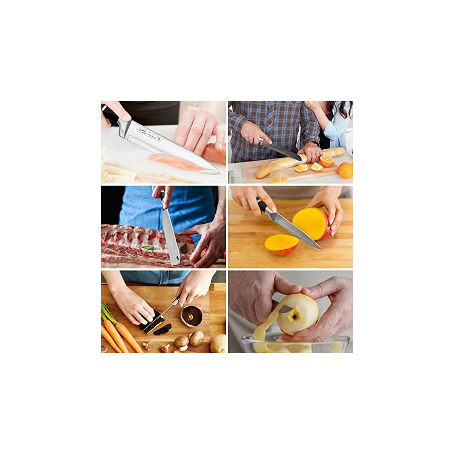 Kitchen-Knife-Set-Retrosohoo-9-Pieces-Black-Sharp-Non-Stick-Coated-Chef-Knives-Block-Set-Stainless-Steel-Knife-Set-for-Kitchen-with-Sharpener-for-Cutting-Slicing-Dicing-Chopping-Black Kitchen Knife Set, Retrosohoo 9-Pieces Black Sharp Non-Stick Coated Chef Knives Block Set,Stainless Steel Knife Set for Kitchen with Sharpener for Cutting Slicing Dicing Chopping (Black)