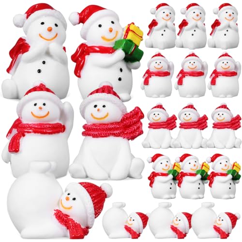 NUOLUX ミニ雪だるま クリスマス 飾り ミニチュア 20個 3.3X2.3cm ミニクリスマスオーナメント クリスマス 手作りアクセサリー 樹脂クリスマス置物 装飾 クリスマス 飾り 雰囲気作り 卓上 置物 盆栽 鉢植え 園芸 小道具
