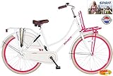SP-2605 weiß-pink Omafiets 26 Zoll Rahmen Stahl Rahmenhöhe 47 cm Farbe Weiß-Pink