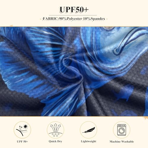 Blue Fish Pattern Boys Rash Guard Long Sleeve UPF 50+ Boys Swim Shirt Quick Dry Shirt for 3-12 Years4