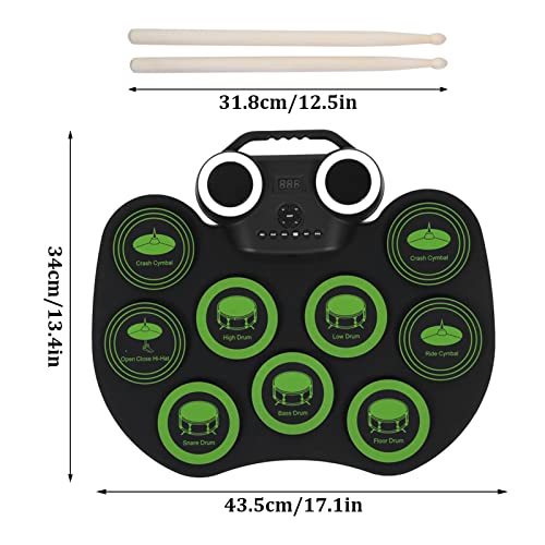 Ebtools Electronic Drum Kit, Portable Usb Electric Drum Set With Double Speaker, Built In Bluetooth Connection, With Three Color Lighting Effect #TOP5