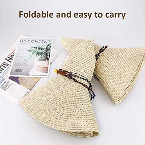 Women's Wide Brim Sun Protection Straw Hat,Folable Floppy Hat,Summer UV Protection Beach Cap - Image 6