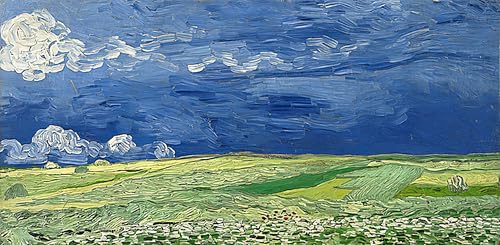 Tableaux Impression Van Gogh Weizenfeld Unter Einem Gewitterhimmel Toile 60x90cm