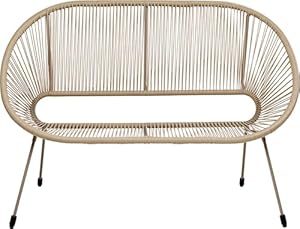 Kare Design Bank Acapulco Mono, Greige, Indoor und Outdoor Sitzbank für 2 Personen mit Rückenlehne, Gartenbank, Gartenmöbel, greiges Stahlgestell, 81x121x71 cm (HxBxT)