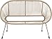 Kare Design Bank Acapulco Mono, Greige, Indoor und Outdoor Sitzbank für 2 Personen mit Rückenlehne, Gartenbank, Gartenmöbel, greiges Stahlgestell, 81x121x71 cm (HxBxT)