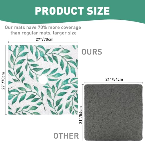Image of Square Shower Mat Non Slip: 27 x 27 Inch Extra Large Shower Mats with Drain Hole in Middle - PVC Loofah Anti Slip Shower Floor Matt for Inside Shower