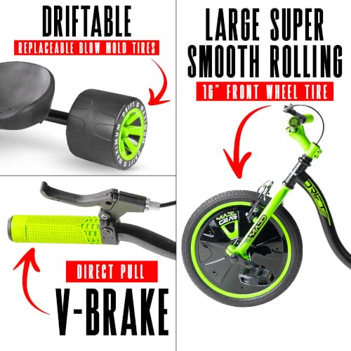 Image of Madd Gear Drift Trike for Kids Ages 5+, 16 inch Front Wheel, Adjustable Seat