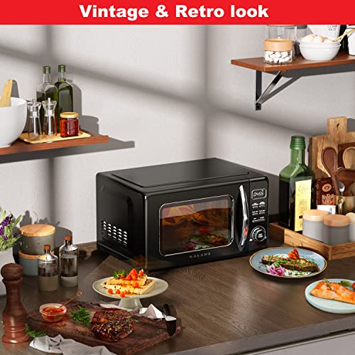 Image of Galanz GLCMKZ07BKR07 Retro Countertop Microwave Oven with Auto Cook & Reheat, Defrost, Quick Start Functions, Easy Clean with Glass Turntable, Pull Handle.7 cu ft, Black