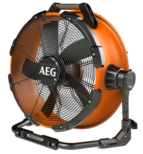 AEG - Ventilateur de chantier sans-fil 18 Volt hybride Brushless, diamètre 57,5 cm, 6 vitesses, spécial grandes surfaces (sans batterie) - BDF18-0, Orange