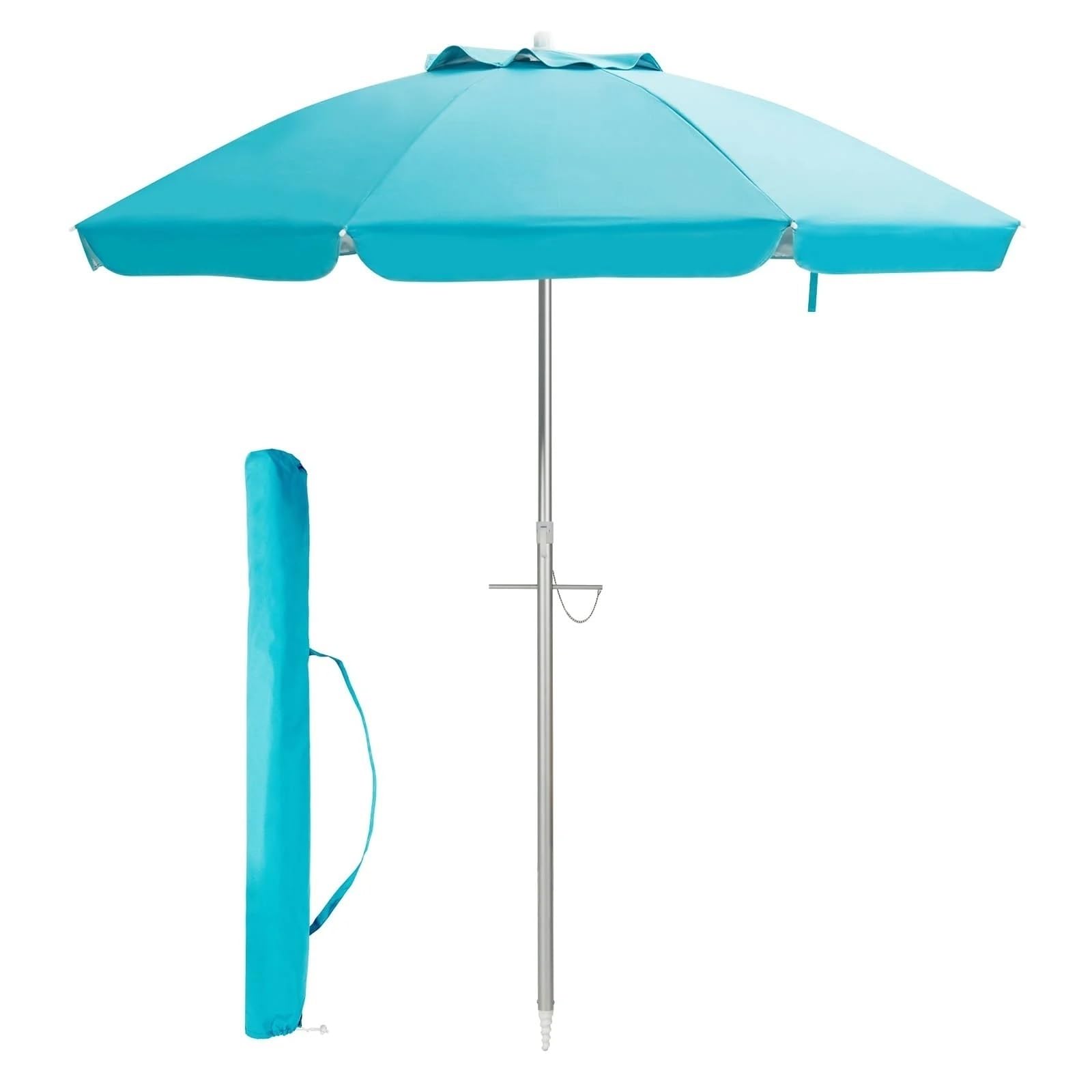 Sonnenschirm, Sonnenschirm Klein 2M Strandschirm Tragbarer Sonnenschirm Regenschirm W/Sand Anker-Blau