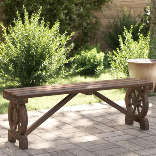 WKIEQACO Banco de jardín de madera maciza de abeto de 115 cm