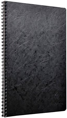 Clairefontaine Cuadernos clásicos encuadernados con alambre de 8 14 pulgadas x 11 34 pulgadas. a rayas con margen, cubierta negra, 50 hojas