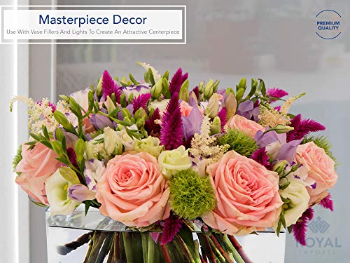 Royal Imports Flower Vase Acrylic Rectangle- Decorative Centerpiece, Succulent Planter Pot for Home or Wedding - Non Breakable Plastic, 4" X12 Low Square - Clear by Royal Imports - Image 4