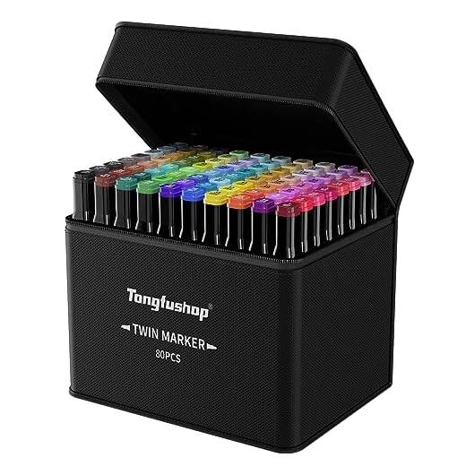 Tongfushop Rotulador de 80 Colores, Rotuladores de Alcohol, Rotulador Doble Punta, Rotuladores Graffiti y Art Sketch Rotuladores Adecuado para Principiantes Creativos y Artista