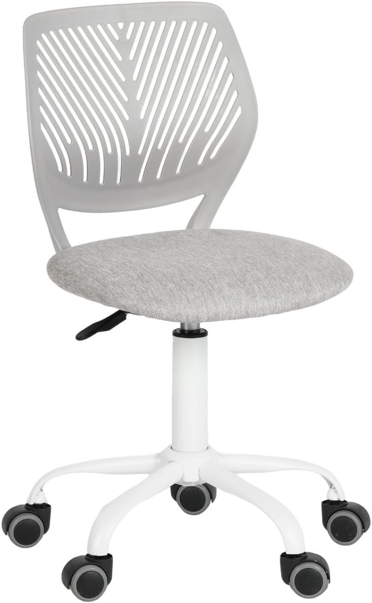 FurnitureR Writing Task Chair for Teens Boys Girls 360 Rolling Wheels Fabric Soft Pad Seat Breathable Backrest, Height Adjustable Liftup 29.5"-34.3", Morandi Grey Morandi Grey White