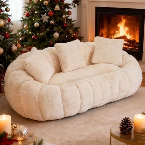 75" Boneless Couch Loveseat for Bedroom, White Cloud Couch Loveseat