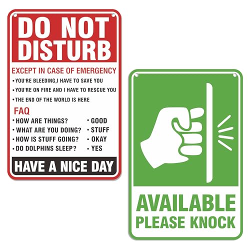 Do Not Disturb Door Hanger Sign, Available Please Knock Sign, Double-Sided PVC Funny Office Door Signs for Home Clinic Therapy Office Meeting Decor