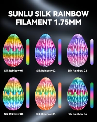 SUNLU Silk Rainbow PLA PLUS Filament, Schneller Farbwechsel alle 8 Meter, Mehrfarbiges Silk PLA+ 3D Druckerfilament, Gesamtlänge 330 Meter, 1KG Spule, Silk Rainbow Filament(Flieder-Violett)