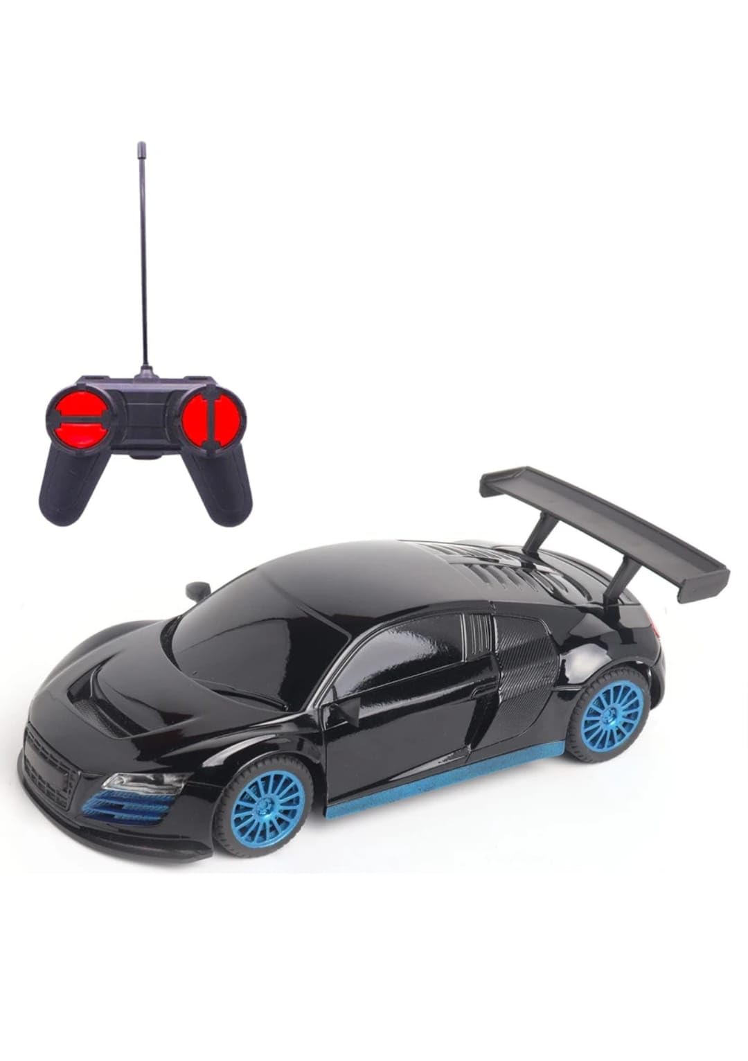 Remote Control Sports Racing Car Toy with Blue Wheels | 2.4GHz RC High Speed Car | Battery Operated Racing for Kids Boys & Girls (Black)-image-39