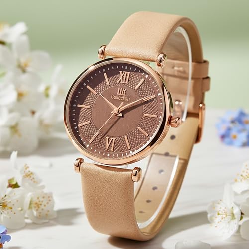Image of IIK COLLECTION Watches for Women Round Dial |Analogue Quartz Movemnet Ladies Watch|Long Battery Life|Leather Bracelet Strap|Buckle Lock Clasp Safety Watches for Girls