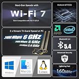 GLOTRENDS BE6500 Karta WiFi 7 PCIe do Komputera Stacjonarnego AMD/Intel z Kontrolerem MT7925B, Bluetooth 5.4, Kompatybilna z Windows 11/Linux/macOS