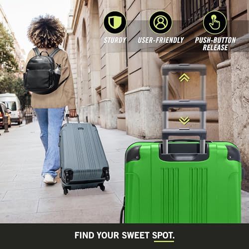 Image of Kenneth Cole REACTION Out of Bounds Lightweight Hardshell 4-Wheel Spinner Luggage, Kelly Green, 28-Inch Checked
