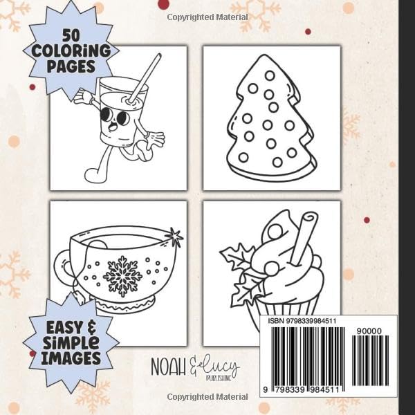 Mini Coloring Book Groovy Christmas: Bold and Easy Large Print Coloring Pages for Seniors, Adults, Teens and Kids | Party Favor for the Holidays | 6 x 6 inches image 3