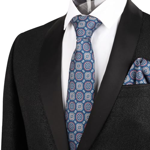 Image of Alizeal Mens Vintage Solid Plaid Tie with Pocket Square 3.15inches Necktie Set