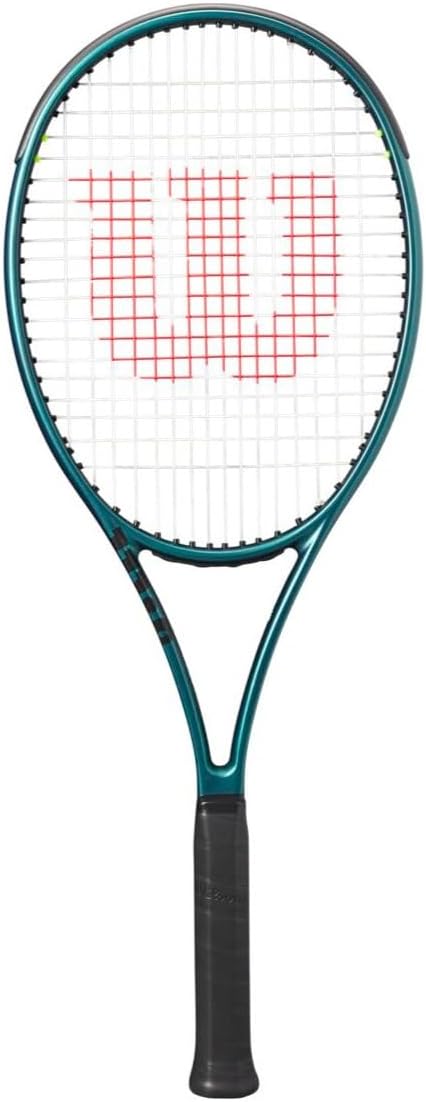 Wilson Blade 98 v9 16x19 Tennis Racquet with Wilson logo on strings