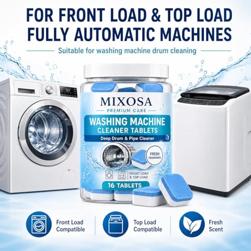 Image of Washing Machine Cleaner Blue Tablets (16 Tablets) | Drum & Pipe Deep Cleaner | Lavender Scent | Removes Odour, Limescale & Residue | For Front Load & Top Load Fully Automatic Washing Machines (Fresh)