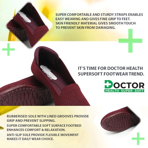 Image of DOCTOR HEALTH SUPER SOFT Women's Memory Foam Walking & Running Shoes | Lightweight Slip-On Sneakers for Gym, Training, Casual & Everyday Use | Flexible, Soft Cushion Athletics for Ladies & Girls