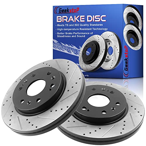 Geekstop Drilled & Slotted Front Brake Rotors Replacement for 2006-2019 GMC Sierra 1500, 2007-2020 Chevy Tahoe, 2005-2019 Chevy Silverado 1500, 2007-2020 GMC Yukon, 2007-2013 Chevy Avalanche